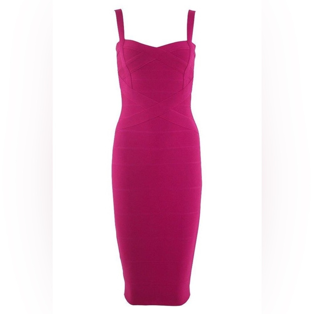 BODYCON COLLECTION HEIDI BANDAGE MIDI DRESS - MAGENTA PINK